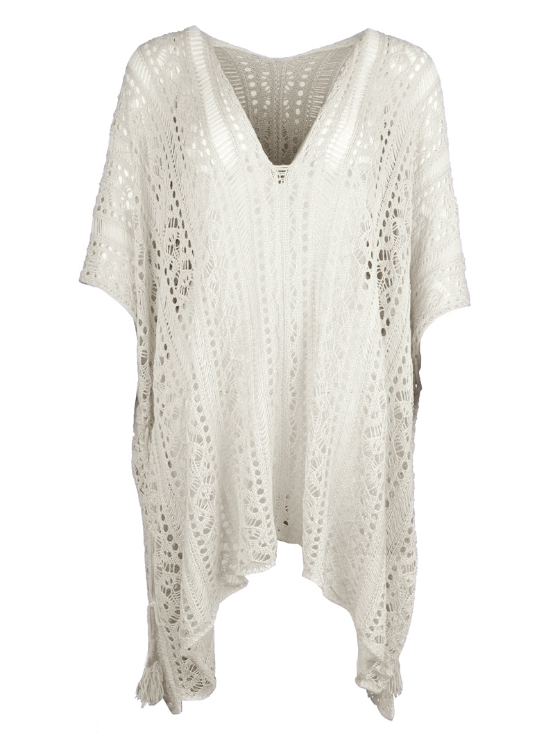 Cutout V-Neck Cover-Up with Tassel